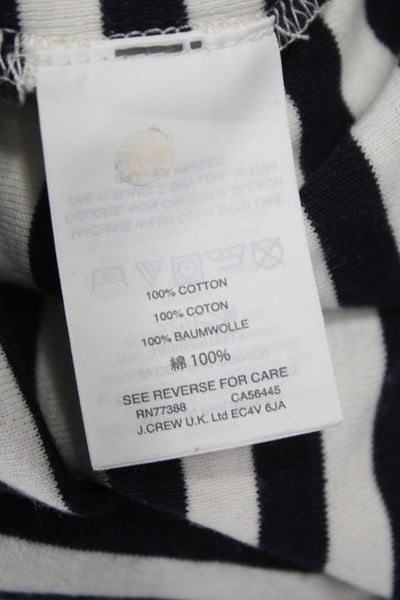 J Crew Women Black Striped Cotton T-Shirt Round Neck Short Sleeve Size 2XL