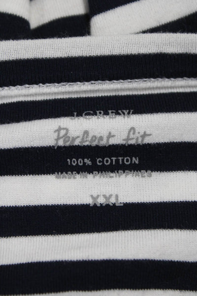 J Crew Women Black Striped Cotton T-Shirt Round Neck Short Sleeve Size 2XL