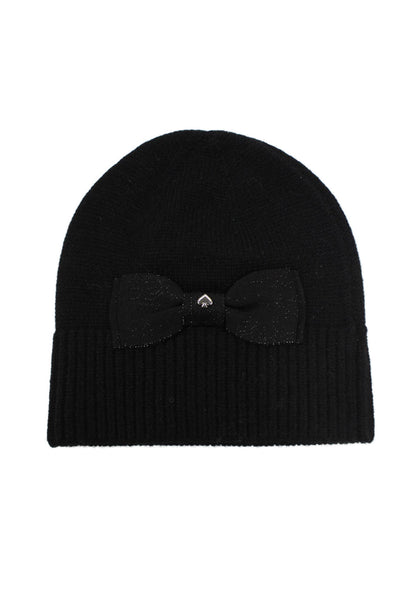 Kate Spade Womens Knit Pocketed Bow Accent Scarf Black