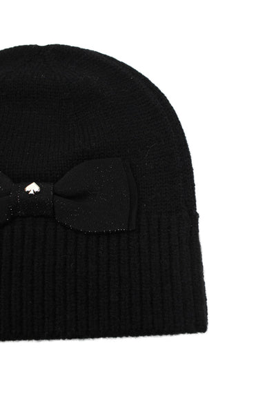 Kate Spade Womens Knit Pocketed Bow Accent Scarf Black