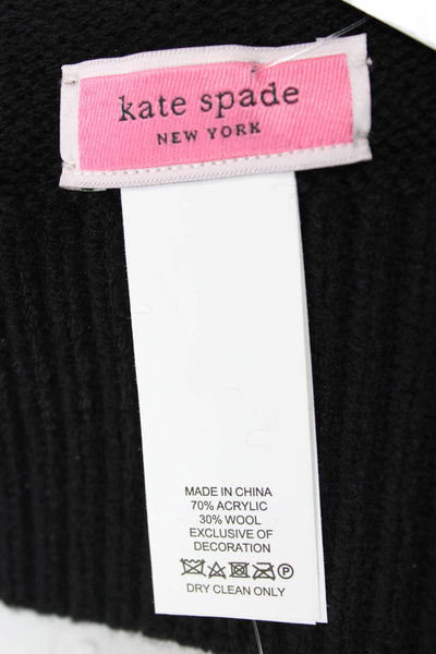 Kate Spade Womens Knit Pocketed Bow Accent Scarf Black