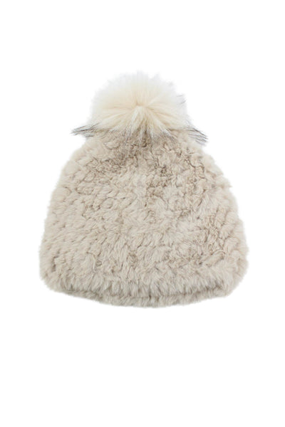 J. Mclaughlin Womens Knit Pom Pom Hat Beige One Size
