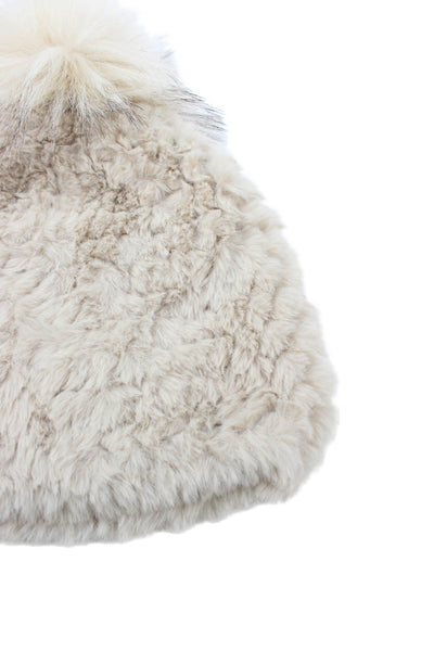 J. Mclaughlin Womens Knit Pom Pom Hat Beige One Size