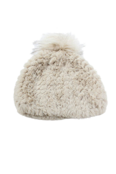 J. Mclaughlin Womens Knit Pom Pom Hat Beige One Size