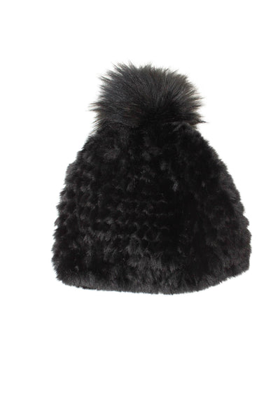 J. Mclaughlin Womens Knit Pom Pom Hat Black One Size