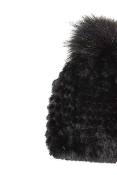 J. Mclaughlin Womens Knit Pom Pom Hat Black One Size