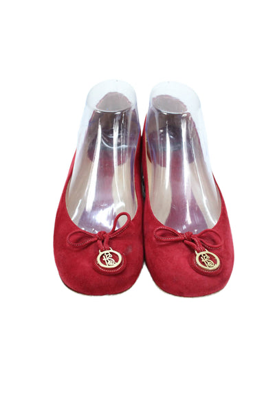 Kate Spade Womens Suede Bow Accent Flats Red Size 7.5