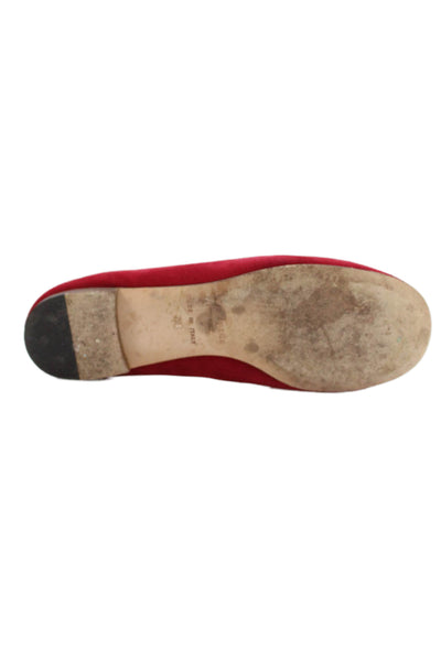 Kate Spade Womens Suede Bow Accent Flats Red Size 7.5