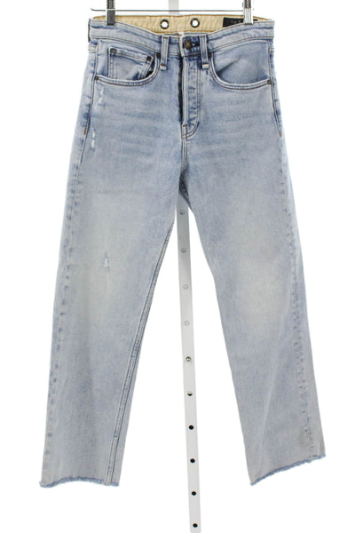 Rag & Bone Womens Straight Jeans Blue Cotton Button 26 Inseam Size 25