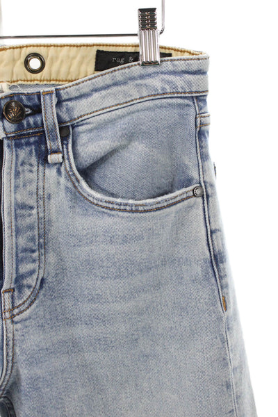 Rag & Bone Womens Straight Jeans Blue Cotton Button 26 Inseam Size 25