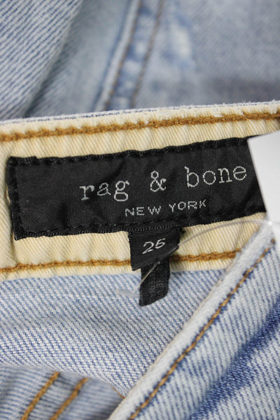 Rag & Bone Womens Straight Jeans Blue Cotton Button 26 Inseam Size 25