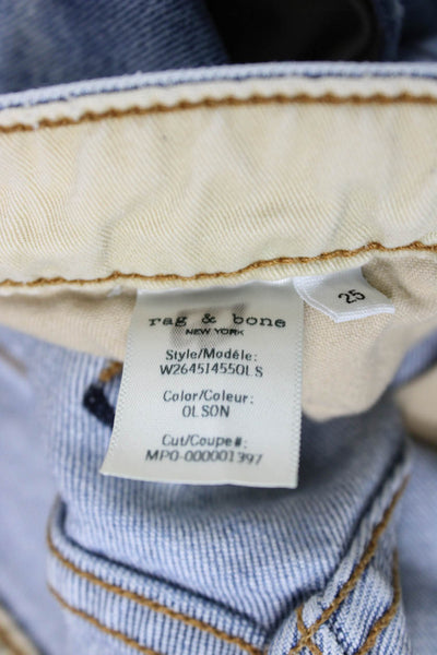 Rag & Bone Womens Straight Jeans Blue Cotton Button 26 Inseam Size 25