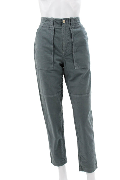 La Vie Women Cargo Pants Green Cotton Button Closure Size 25