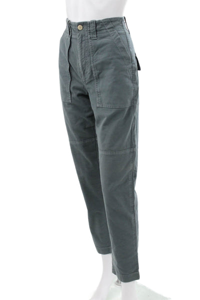 La Vie Women Cargo Pants Green Cotton Button Closure Size 25