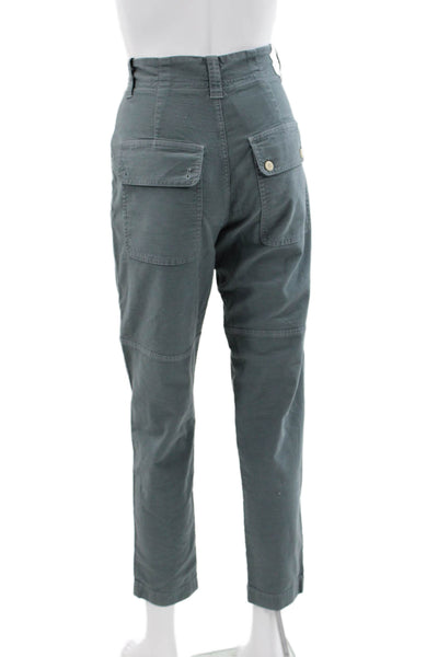 La Vie Women Cargo Pants Green Cotton Button Closure Size 25