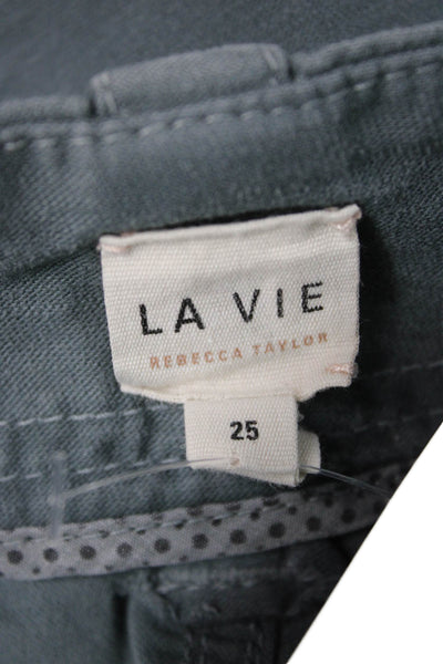 La Vie Women Cargo Pants Green Cotton Button Closure Size 25