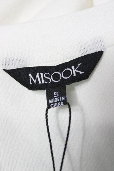 Misook Womens Cardigan V Neck Floral White Ecovero Long Sleeve Size S