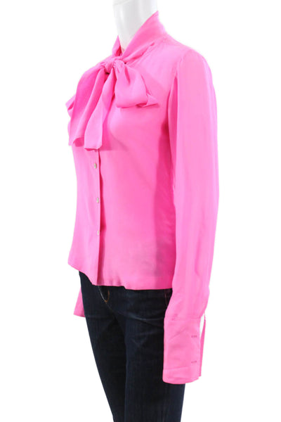 Raoul Women Basic Blouse Pink Silk Collared Long Sleeve Button Size 2