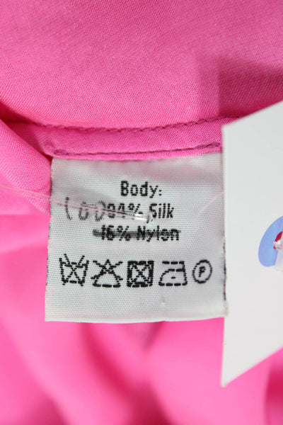 Raoul Women Basic Blouse Pink Silk Collared Long Sleeve Button Size 2