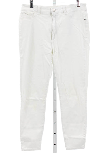 DL1961 Women Skinny Jeans White Mid Rise Button Cotton Blend Size 32