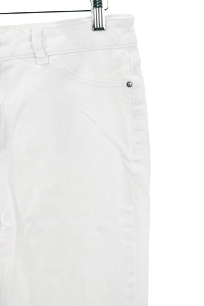 DL1961 Women Skinny Jeans White Mid Rise Button Cotton Blend Size 32