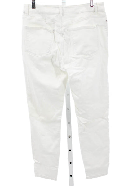DL1961 Women Skinny Jeans White Mid Rise Button Cotton Blend Size 32