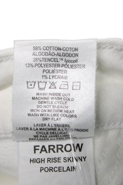 DL1961 Women Skinny Jeans White Mid Rise Button Cotton Blend Size 32