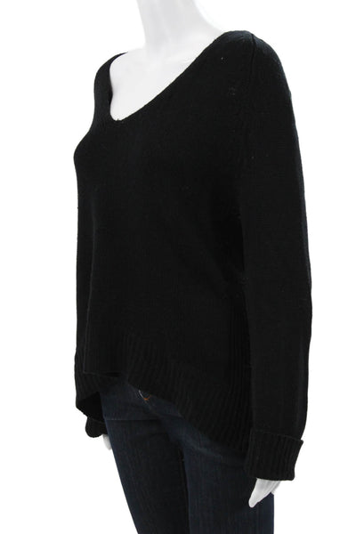 Velvet Womens Pullover Sweater Black V-Neck Wool Cashmere Long Sleeve Size L