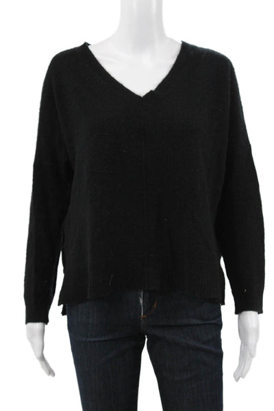 Line Womens Cashmere V-Neck Pullover Black Long Sleeve Size M