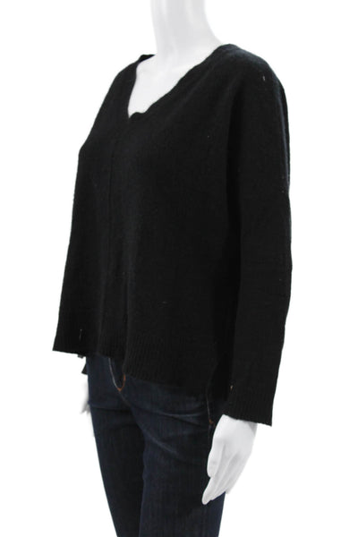 Line Womens Cashmere V-Neck Pullover Black Long Sleeve Size M