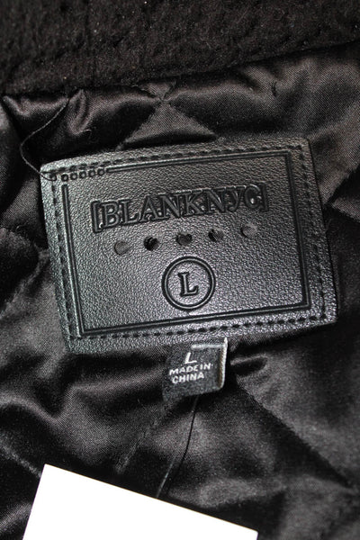 BLANKNYC Womens Quilted Black Jacket 100% Polyester Button Long Sleeve Size L
