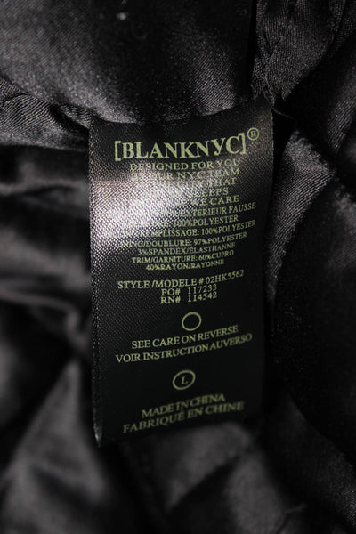 BLANKNYC Womens Quilted Black Jacket 100% Polyester Button Long Sleeve Size L