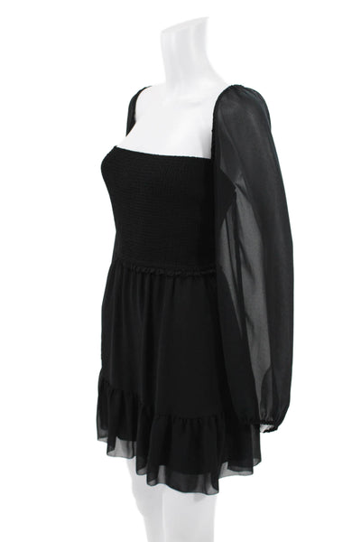 Wilfred Women Black Mini Dress Square Neck Long Sleeve Polyester Size L