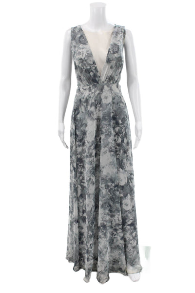 Jenny Yoo Collection Women A-Line Gray V-Neck Sleeveless Dress Plus Size 18