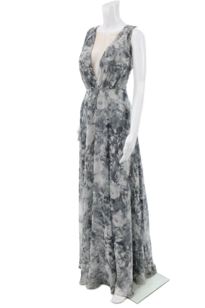 Jenny Yoo Collection Women A-Line Gray V-Neck Sleeveless Dress Plus Size 18