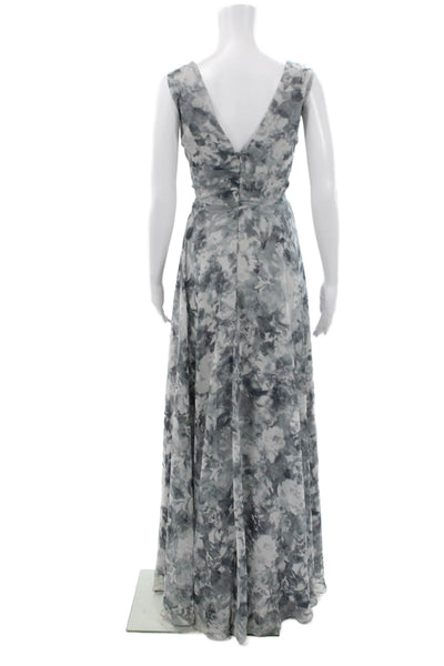 Jenny Yoo Collection Women A-Line Gray V-Neck Sleeveless Dress Plus Size 18