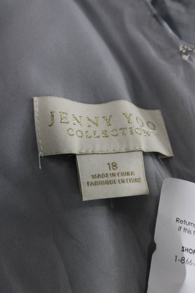 Jenny Yoo Collection Women A-Line Gray V-Neck Sleeveless Dress Plus Size 18