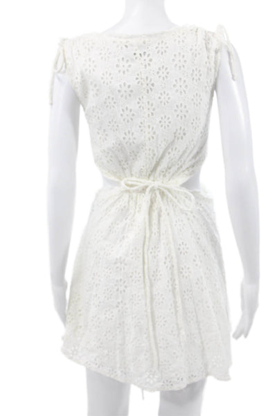Marjorelle Women White Cotton V-Neck Sleeveless Mini Dress Size XL