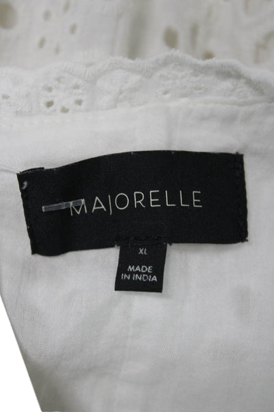 Marjorelle Women White Cotton V-Neck Sleeveless Mini Dress Size XL