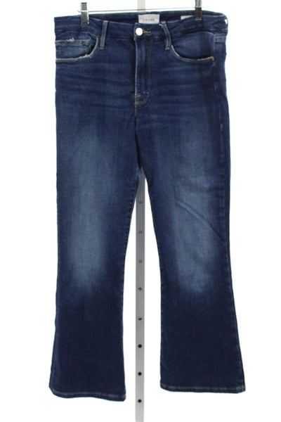 Frame Womens Flared High Rise Blue Cotton Blend Jeans Size 30