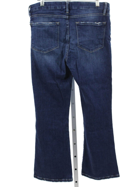 Frame Womens Flared High Rise Blue Cotton Blend Jeans Size 30
