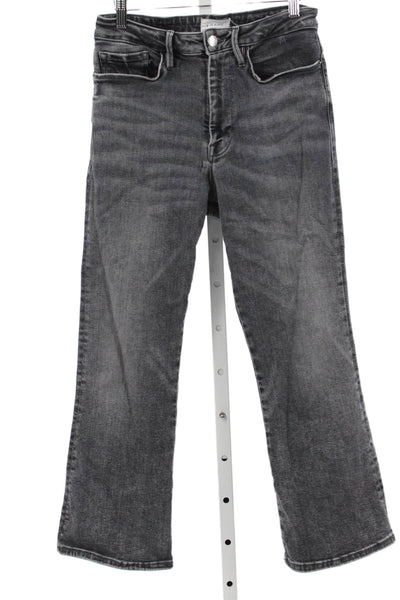 Frame Women Straight Jeans High Rise Gray Cotton Blend Inseam 26 Size 2