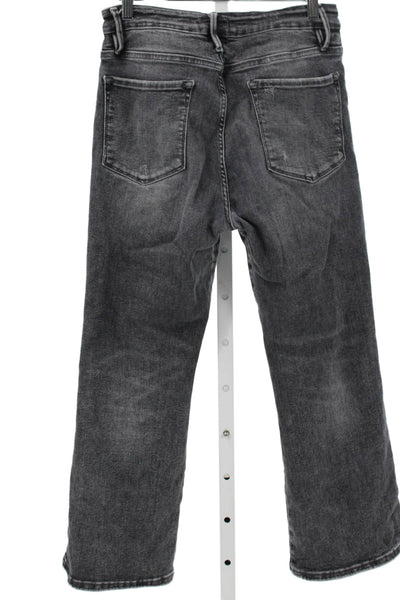 Frame Women Straight Jeans High Rise Gray Cotton Blend Inseam 26 Size 2