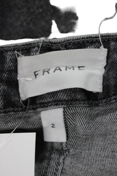 Frame Women Straight Jeans High Rise Gray Cotton Blend Inseam 26 Size 2