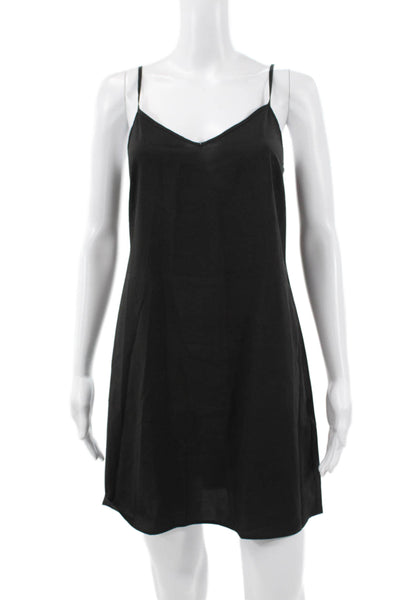 Club Monaco Women Slip Dress Black V Neck Sleeveless Size 0