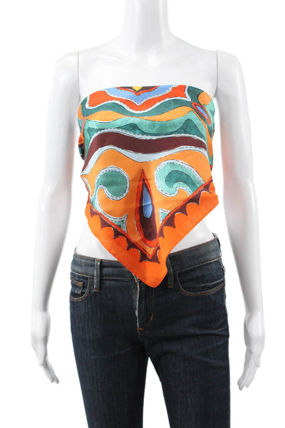 Zara Women Cropped Strapless Multicolor Geometric Polyester Tank Size S