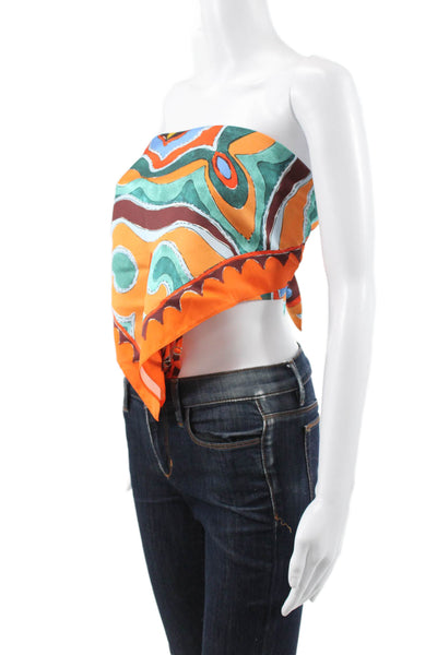 Zara Women Cropped Strapless Multicolor Geometric Polyester Tank Size S