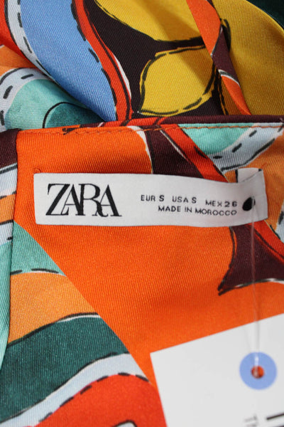 Zara Women Cropped Strapless Multicolor Geometric Polyester Tank Size S