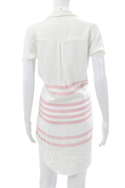 Rails Womens Striped Collared Shirt Dress White Lace Up Short Sleeve Size XS