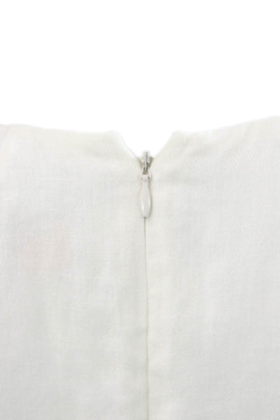 J Crew Womens Ivory Linen V-Neck Short Sleeve Shift Dress Size 00